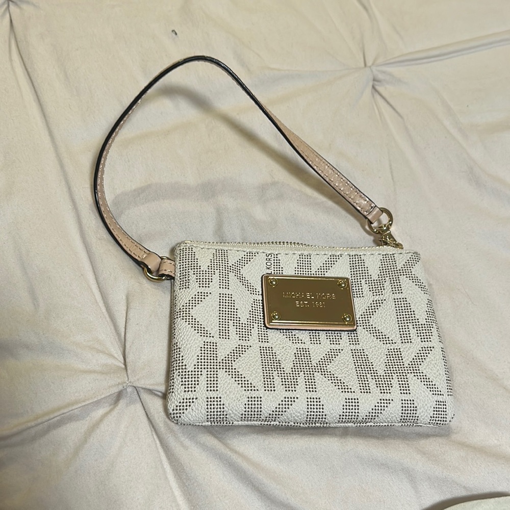 Michael Kors wristlet logo cream